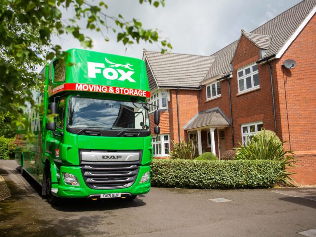 fox moving and storage van outside a property