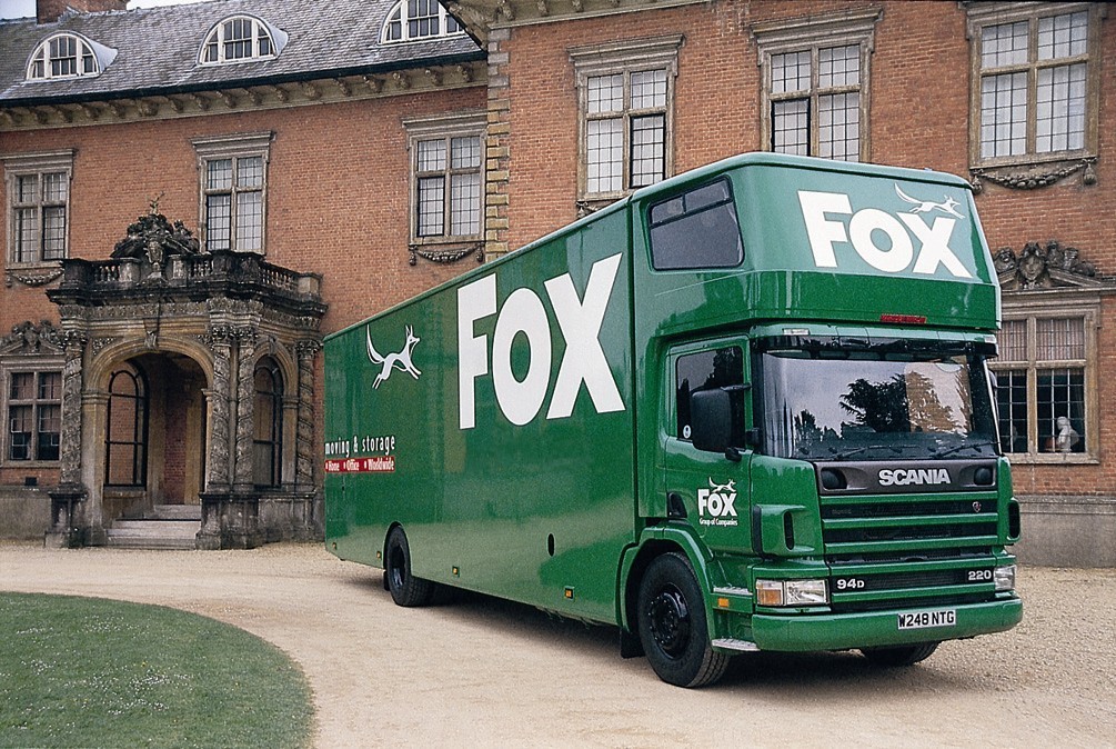 fox moving van outside tredegar house